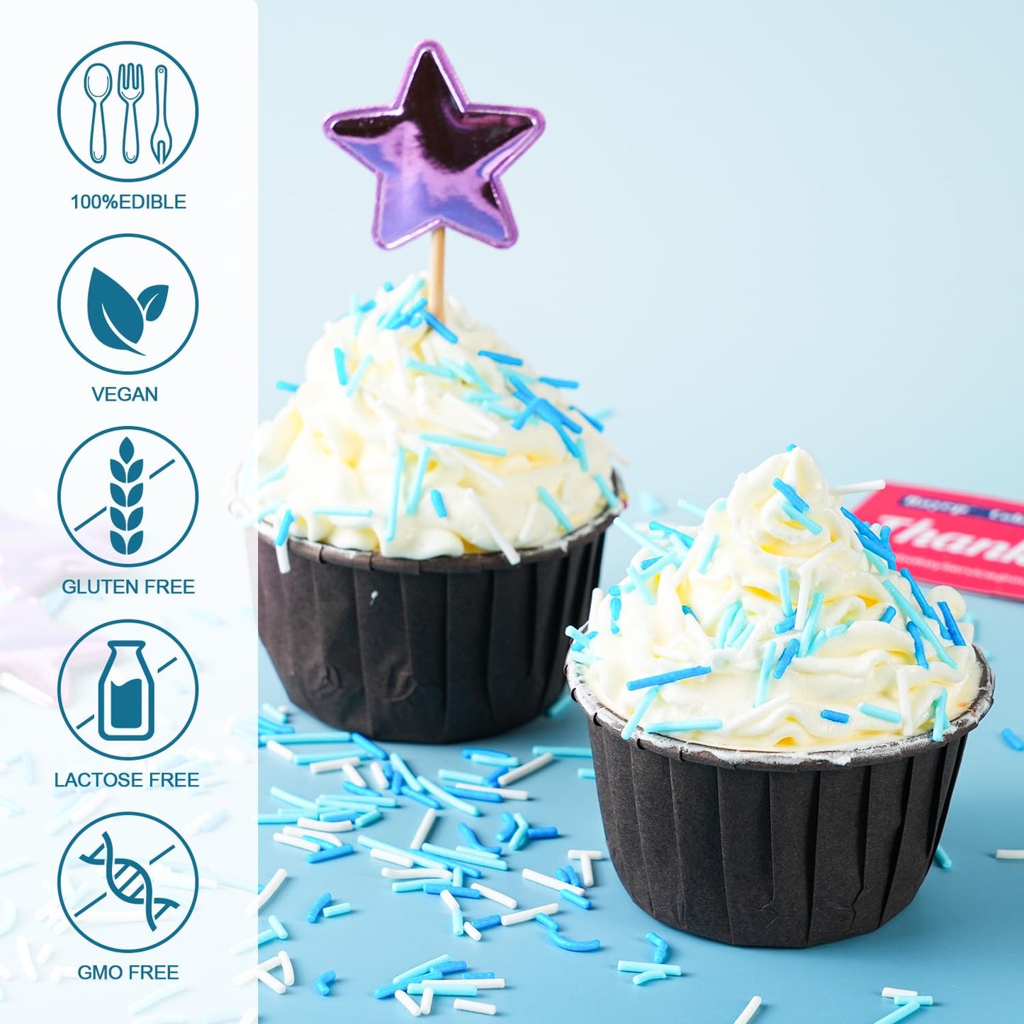 Blue and White Jimmies Sprinkles for Baking 7 oz - Winter Sprinkles for Cookies, Cakes, Cupcakes, Ice Cream, Chocolate | Perfect for Baby Shower Birthday Christmas Parties & Celebrations