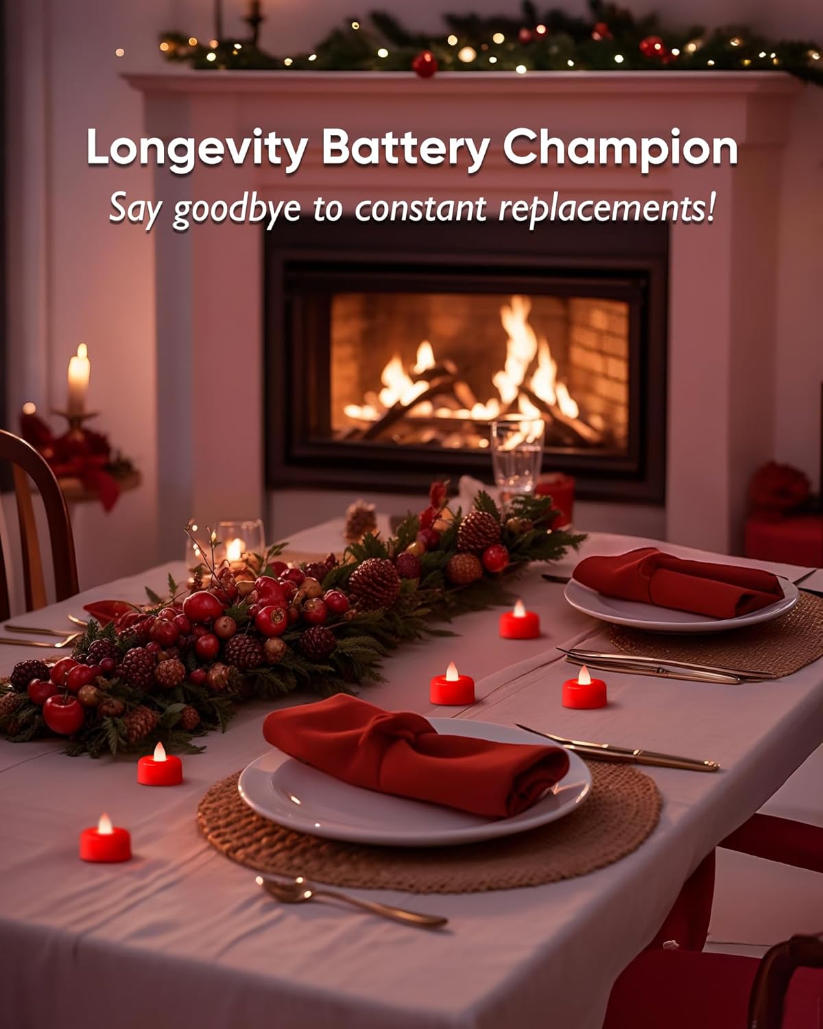 Amagic 12 Pack Red Flameless LED Tea Lights Candles Battery Operated, Electric Fake Tealight Candles for Votive, Wedding, Table Centerpiece, Party, Aniversary, Proposal, Halloween, Christmas