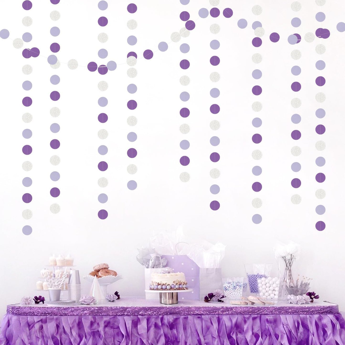 Purple Silver Birthday Party-Decorations Streamers - 52FT Graduation Hanging Paper Garland Banner,Baby Bridal Shower Engagement Wedding Anniversary Bachelorette Mothers Day Backdrop Decor Hugtmr