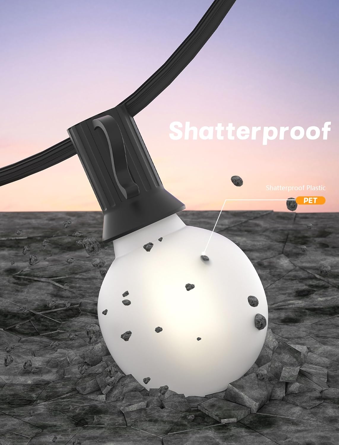 G40 Outdoor Globe Lights, 25FT Globe Christmas Lights with 27 LED Shatterproof Frosted Bulbs (2 Spare), Outdoor String Lights for Party Patio Garden Backyard Bistro Pergola Gazebo Decor, Black Wire