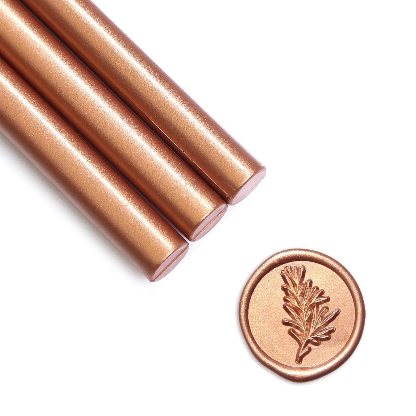 UNIQOOO Mailable Glue Gun Sealing Wax Sticks for Wax Seal Stamp - Copper Rusty Red Gold, Great for Wedding Invitations, Cards Envelopes, Snail Mails, Wine Packages, Gift Ideas, Pack of 8