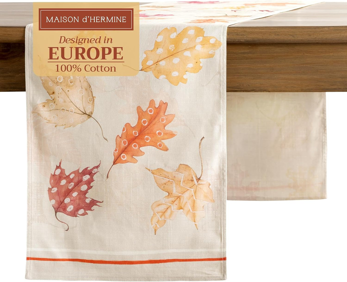 Maison d' Hermine Table Runner 100% Cotton Double Layer Table Runners 72 inches Long for Thanksgiving Christmas Decorations Home Kitchen Dining Party Wedding (Colours of Autumn, 14.5" x 72")