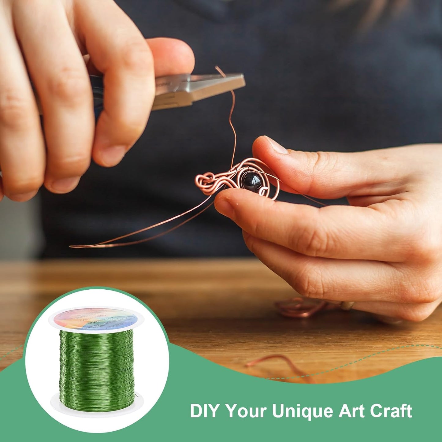 2-Rolls 0.2mm Jewelry Wire, 32 Gauge 328FT Craft Wire Copper Beading Wire for Jewelry Making/Planting/Weaving/DIY Crafting, Soft Metal Wires [100M, Green]