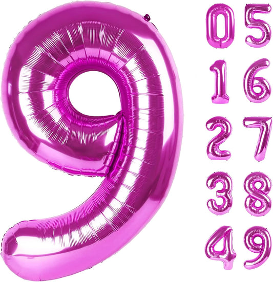 40 Inch Big Rosy Purple 9 Balloon Number, Jumbo Giant Happy 9th 19 29 39 49 99 Birthday Party Decorations,Rosy Purple Large Nine Mylar Foil Anniversary Birthday Party Engagement Decorations