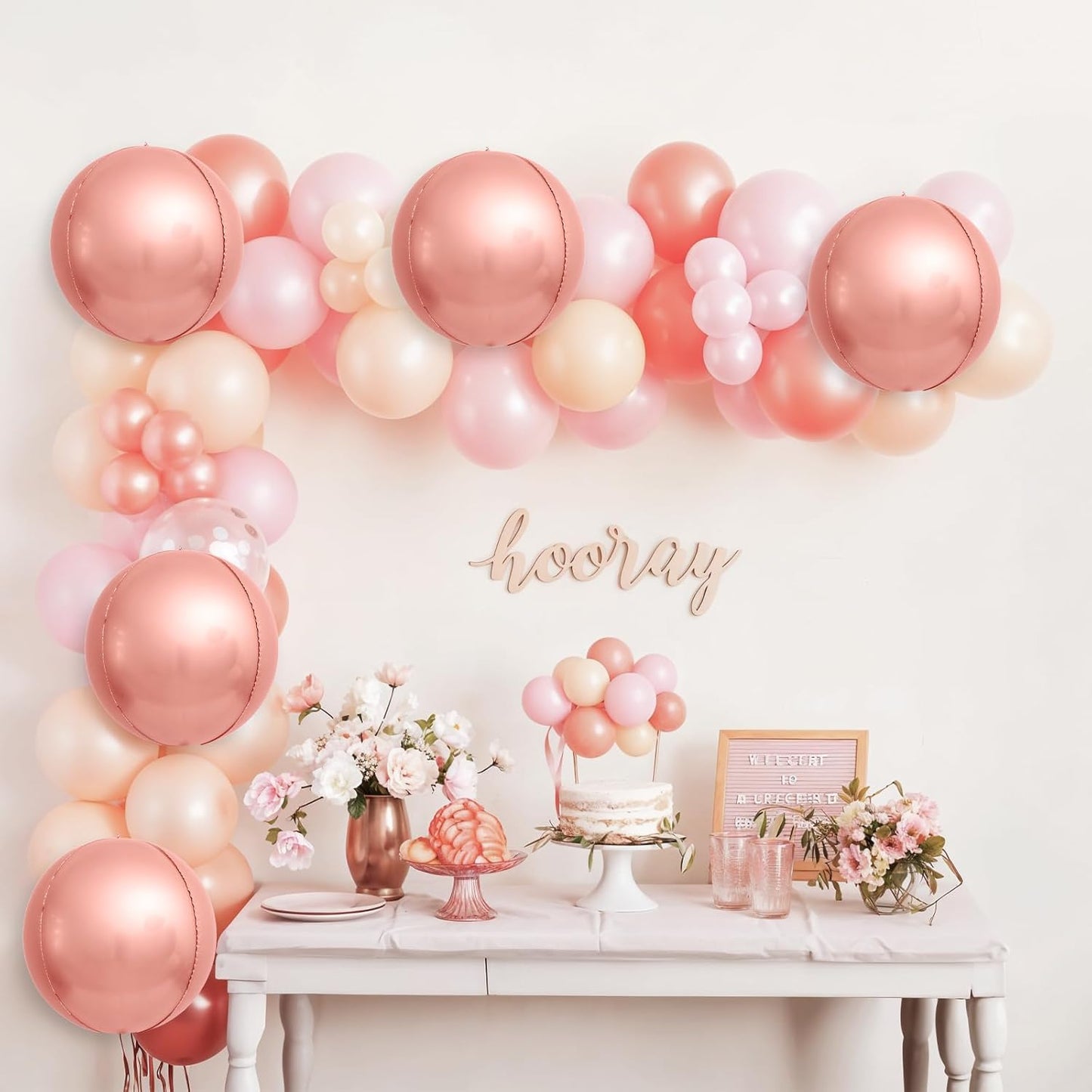 6Pcs Rose Gold Round Foil Balloons,Giant 4D Round Ball Balloons,22 Inch Metallic Rose Gold Balloon for Birthday Wedding Graduation Prom Party Decorations