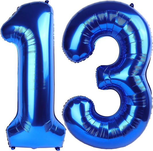 Large Navy Blue 13 Number Balloon 40 Inch, 13 Birthday Balloons, 13 Birthday Party Decorations, BirthdayParties Anniversary Graduation Supplies