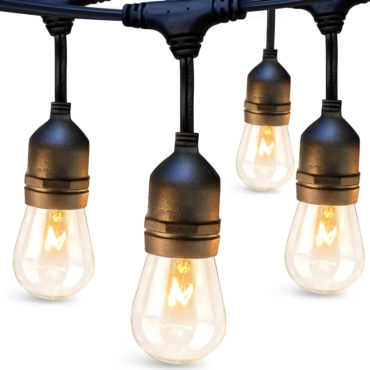 addlon 72FT(36FT*2) Outdoor String Lights Commercial Grade Weatherproof Strand, 30 Edison Vintage Bulbs, 24 Hanging Sockets and 6 Spare Bulbs, ETL Listed Decorative Cafe Patio Lights for Bistro