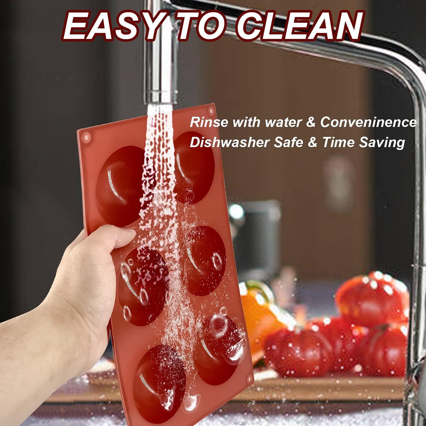 3 Pack Large 6-Cavity Semi Sphere Silicone Molds, Non-Stick Baking Mold for Making Standard Size Hot Chocolate Bomb, Cake, Jelly, Dome Mousse