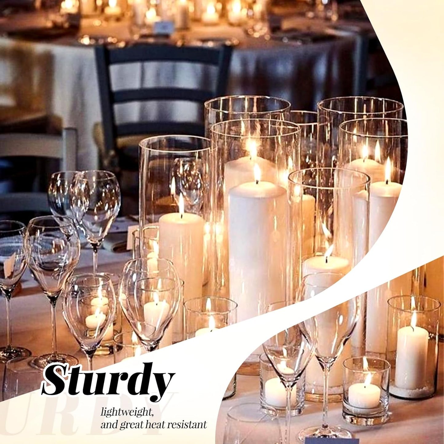 12Pack Glass Cylinder Vases for Centerpieces - 8 Inch Tall Flower Vase for Wedding Decorations, Floating Candle Holder Vase Bulk,Glass Hurricane Candle Holders for Table Shelf, Party, Home Decor