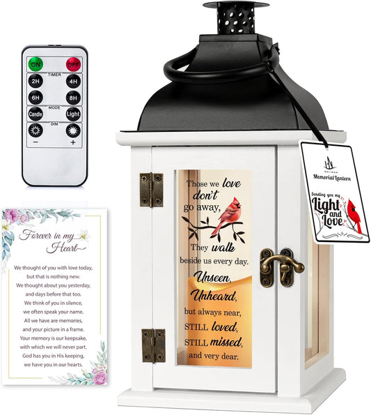 Memorial Lantern - Bereavement Sympathy Gifts for Loss of Loved One Memorial Gifts for Loss of Mother Loss of Father Remembrance Gifts Thoughtful Funeral Gifts with LED Candle and Remote