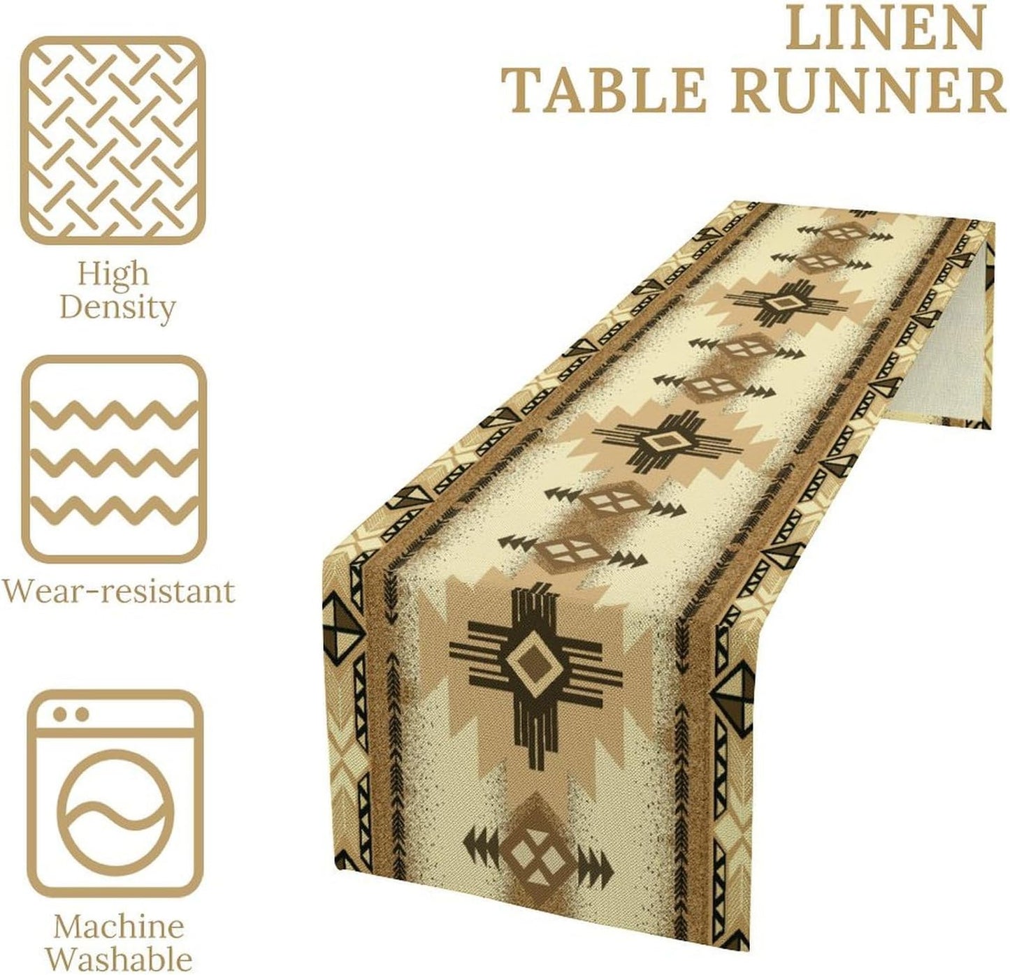 Aztec Table Runner Southwestern Ethnic Style Geometric Navajo Tribe Abstract Pattern Vintage Rustic Table Dinner Table Runner 13x70 Inch