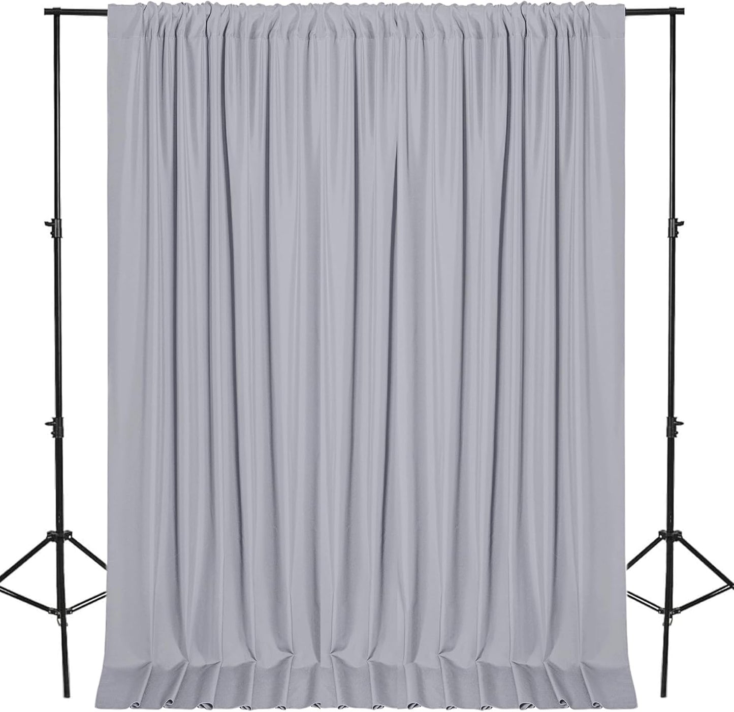 DWCN 10x10 FT Silver Grey Backdrop Curtains for Parties, Photography Backdrop Drapes with Rod Pockets for Wedding Decorations Stage Birthday Family Gatherings, 2 Panels 5ft x 10ft