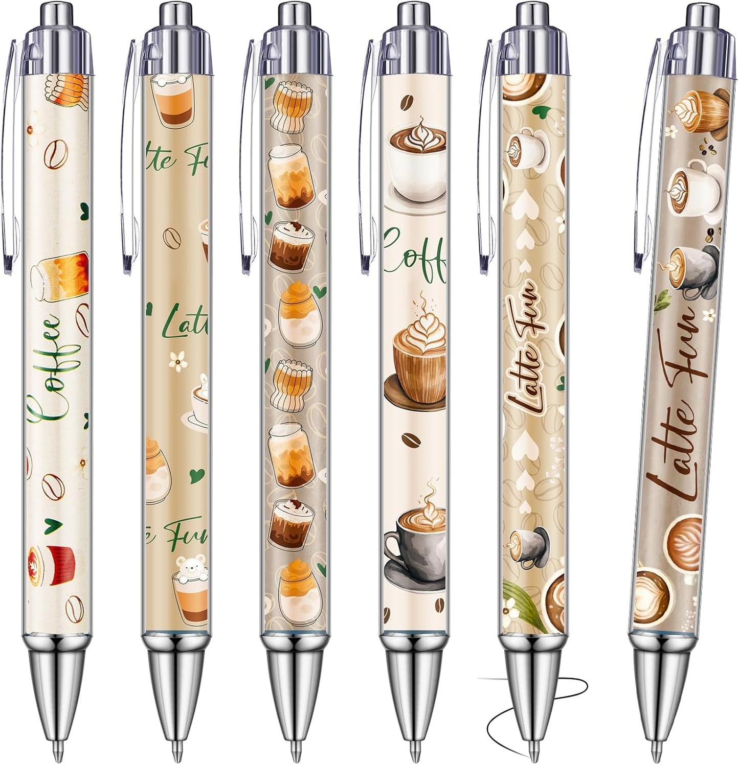 24 Pcs Coffee Party Gift Pens Bulk Party Favors Coffee Lovers Themed Decorations Black Ink Kawaii Ballpoint Pen for School Office Birthday Supplies Aesthetic Accessories