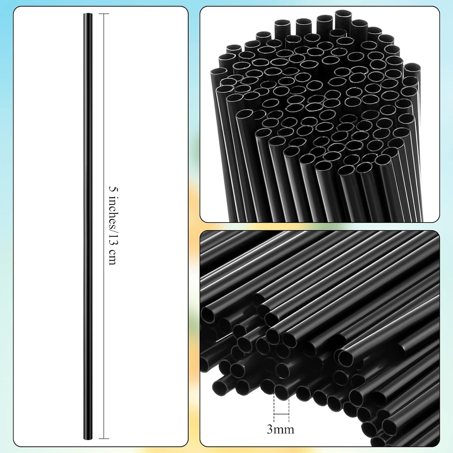 6000 Count Coffee Cocktail Stirrers Straws Disposable Plastic Sip Stir Sticks Cocktail Drink Stirrers Sticks Cups Straws for Bars Juice Drinking(Black,5 Inch)