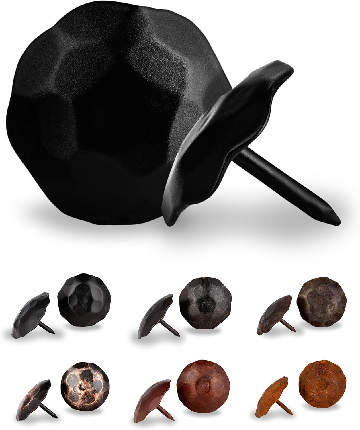 10 Pack 1" Small Round Head Iron Clavos Decorative Nails – Black – Handmade Rustic Round Fasteners for Farmhouse Shutter, Faux Wood Beams, Barn Door, Shutters, and Gates – Ornamental Wood Accent