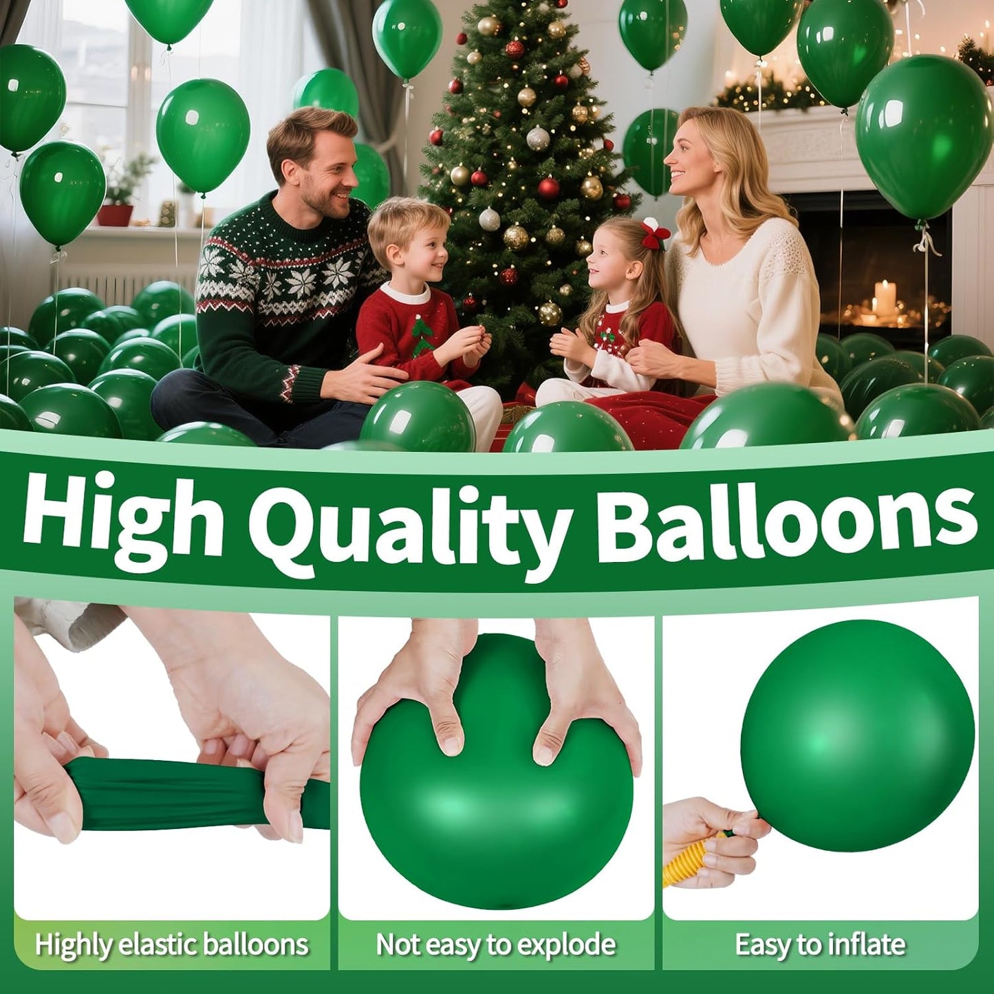 KAWKALSH Dark Green Balloon 12 Inch, 110pcs Latex Party Balloons Helium Bright Color for Birthday Baby Shower Wedding Party Supplies Arch Garland Decoration