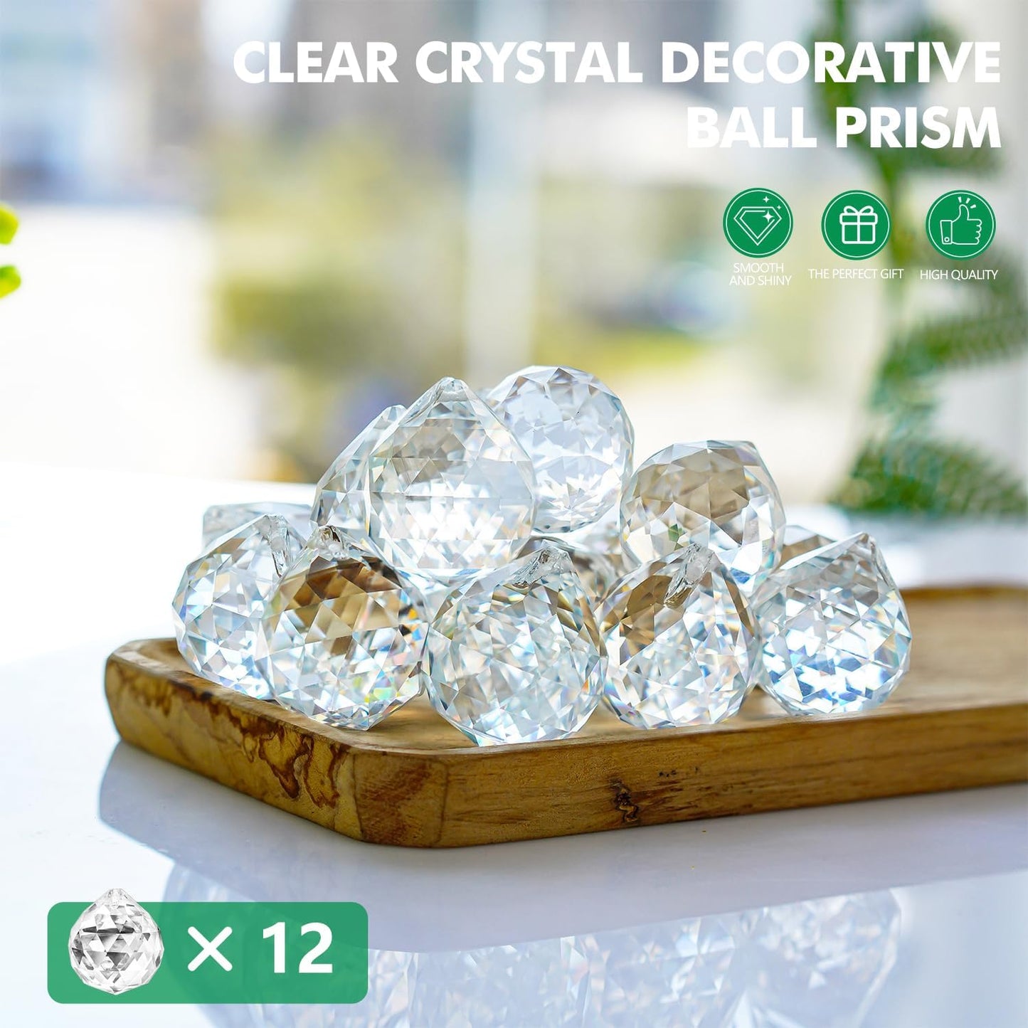 12pcs 30mm Clear Crystal Glass Ball Prisms Hanging Crystals Prisms Sun Catchers for Wedding Centerpieces Party DIY Crafts
