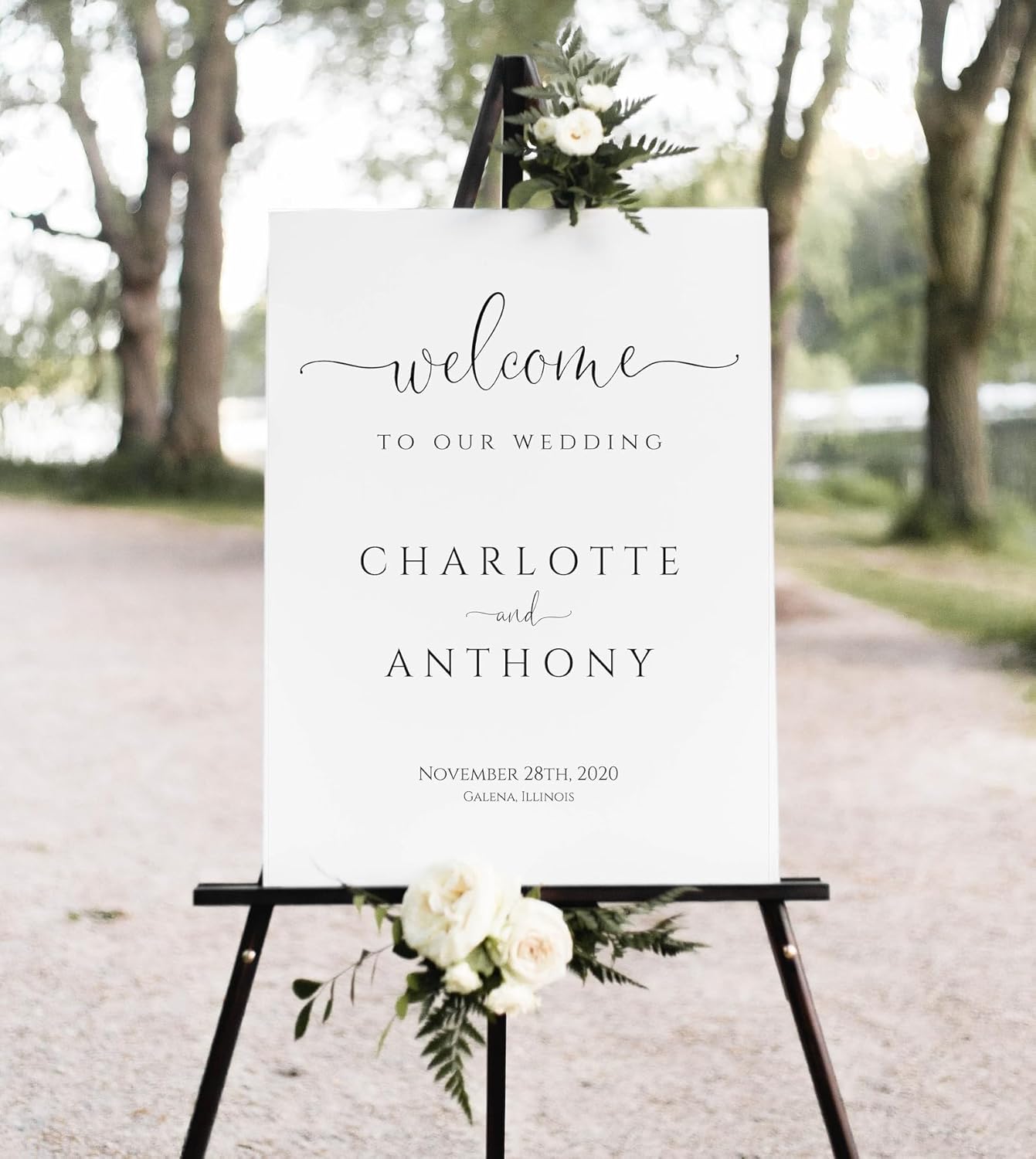 Wedding Welcome Sign, Welcome To Our Wedding Sign,12" x 18" (Small), 27" (Medium), 36" (Large), Plastic, Modern, Pole Mount, Weather