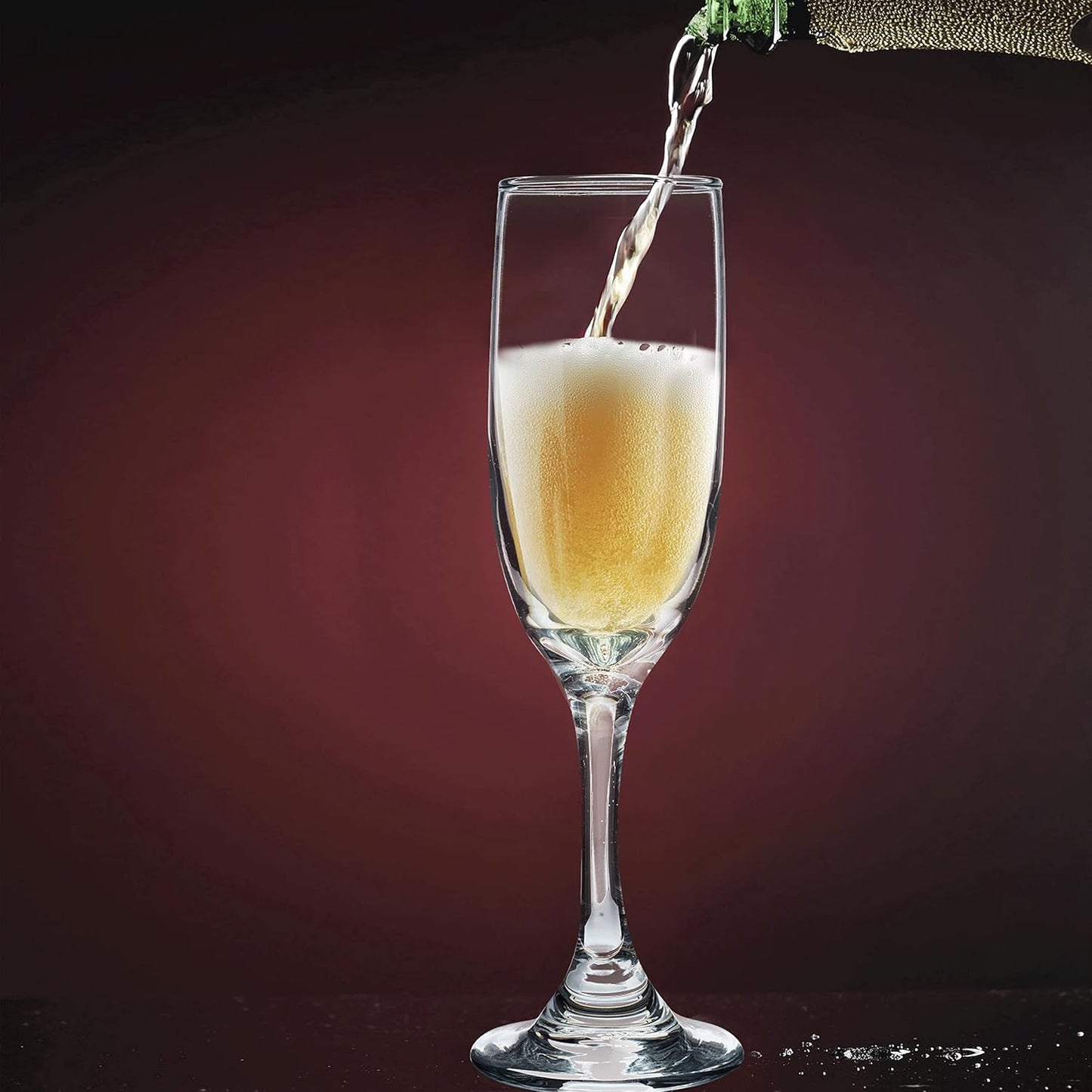 DISCOUNT PROMOS Premiere Champagne Flutes 6.25 oz. Set of 10, Bulk Pack - Elegant Drinkware for Weddings, Events, & Promotional Gifts - Clear