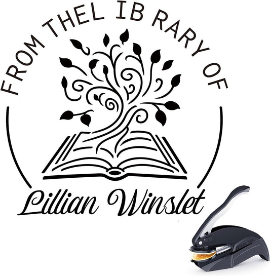 Personalized Book Embosser - Custom Library Stamp, Personal Gifts for Book Lovers, Readers, Teachers (BT-01)