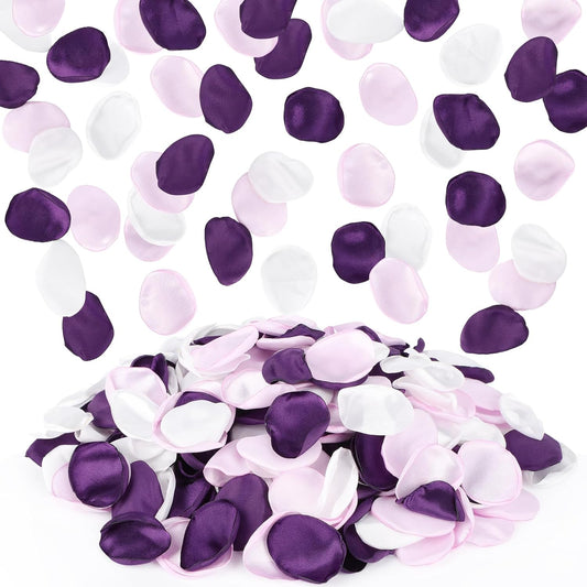 Suream Silk Flower Petals for Wedding, Purple Flower Girl Petals for Decoration, Silk Rose Petals for Bridal Shower Wedding Aisle Table Centerpieces Reception Tables Romantic Night Decoration(300 Pcs)