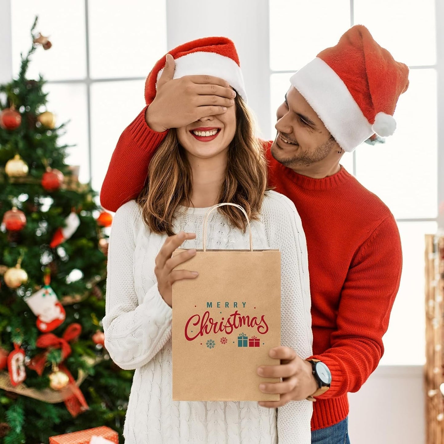 GSSUSA 12000 Pack 8x4.25x10 Inch Paper Bags with Handles Bulk, Brown Paper Gift Bags for Small Business, Heavy Duty Bulk, for Birthday Party Favors, Shopping, Retail