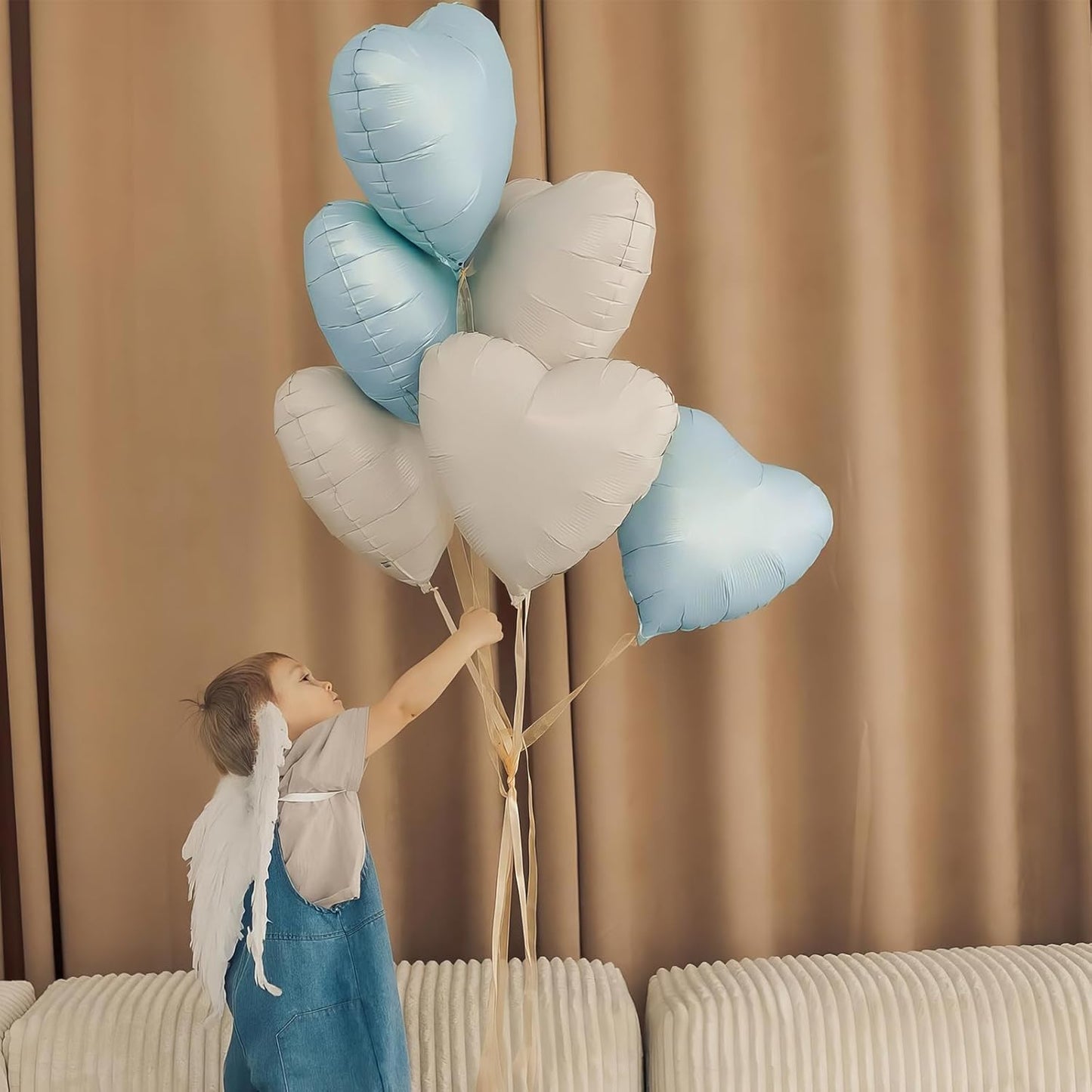 Baby Blue Heart Balloons,12Pcs Pastel Blue Heart Shaped Foil Balloons,18Inch Pastel Helium Balloon for Baby Shower Birthday Anniversary Wedding Party Decorations