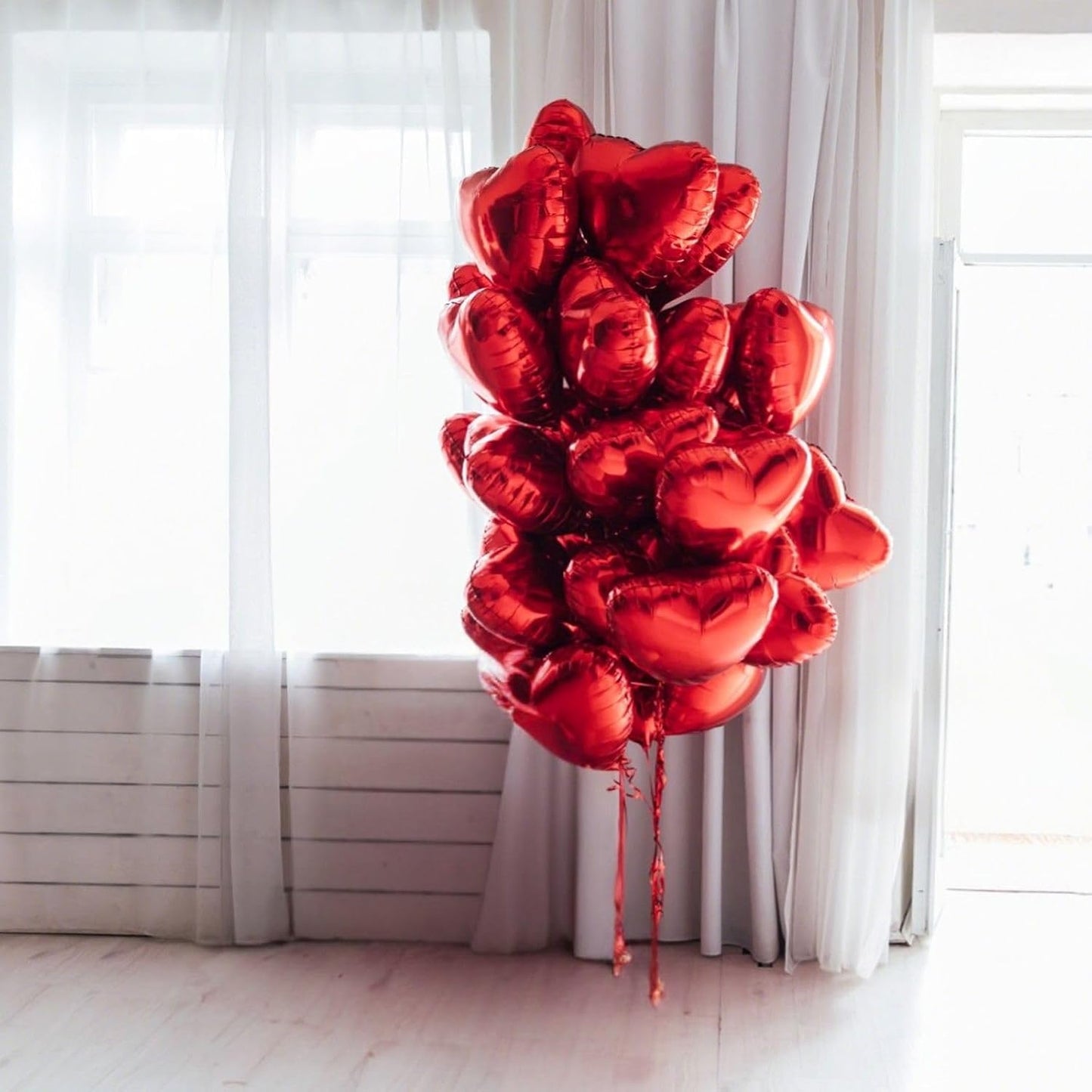 Red Heart Balloons,12Pcs 18 Inch Red Foil Love Heart Shaped Balloons for Girl Valentines Day Birthday Wedding Engagement Anniversary Party Celebration Baby Shower Decorations