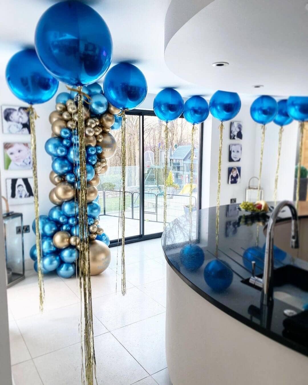 LHOAVWE 6 Pack Blue 22 Inch 4D Big Round Foil Balloons for Wedding, Birthday, Bridal Shower, Baby Shower Decorations