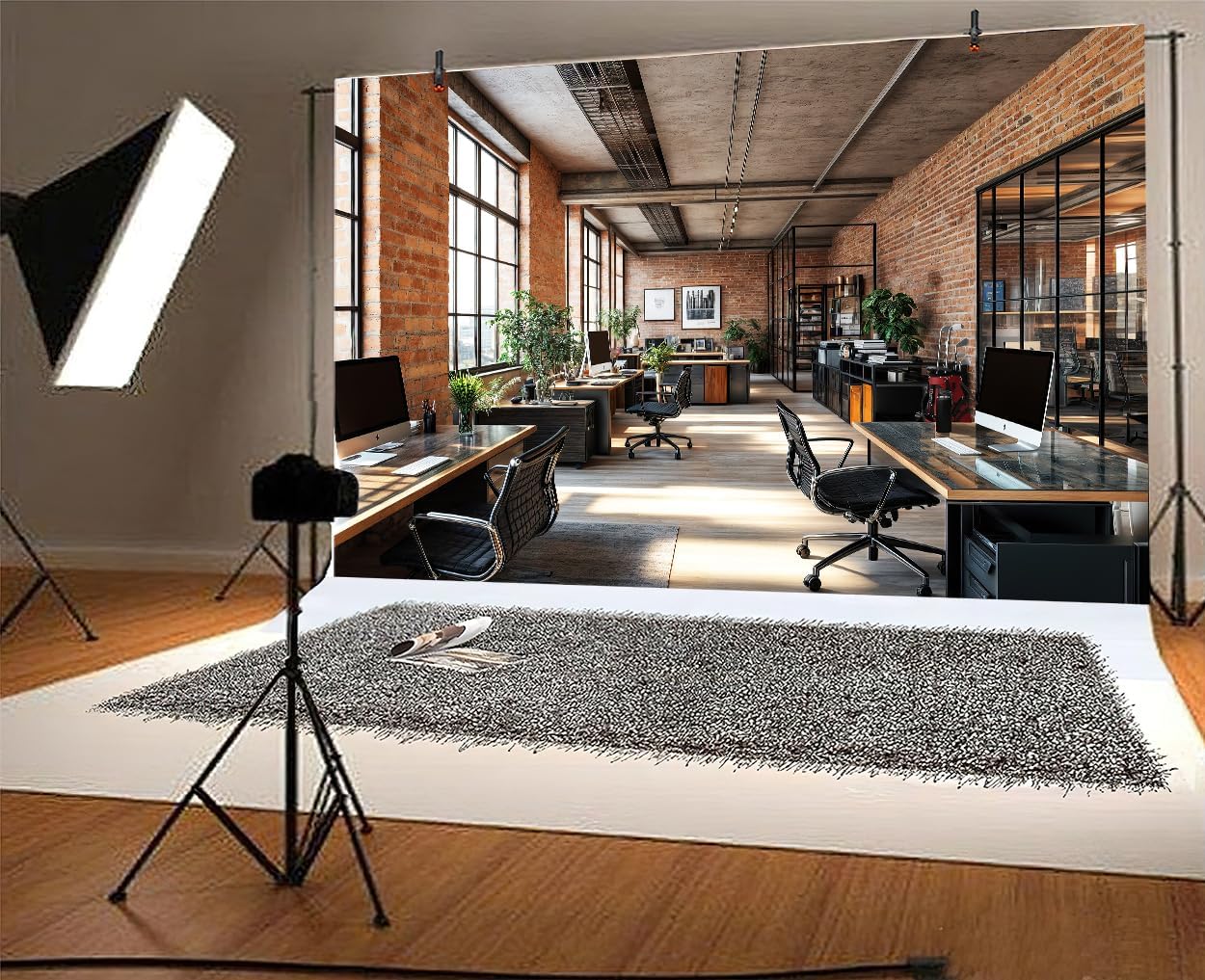 8X6ft Office Video Photo Backdrop Photography Background for Recording Conference, Zoom Home Podcast Backdrops Photo Booth Prop Decorations Wall Decor Tablecloth