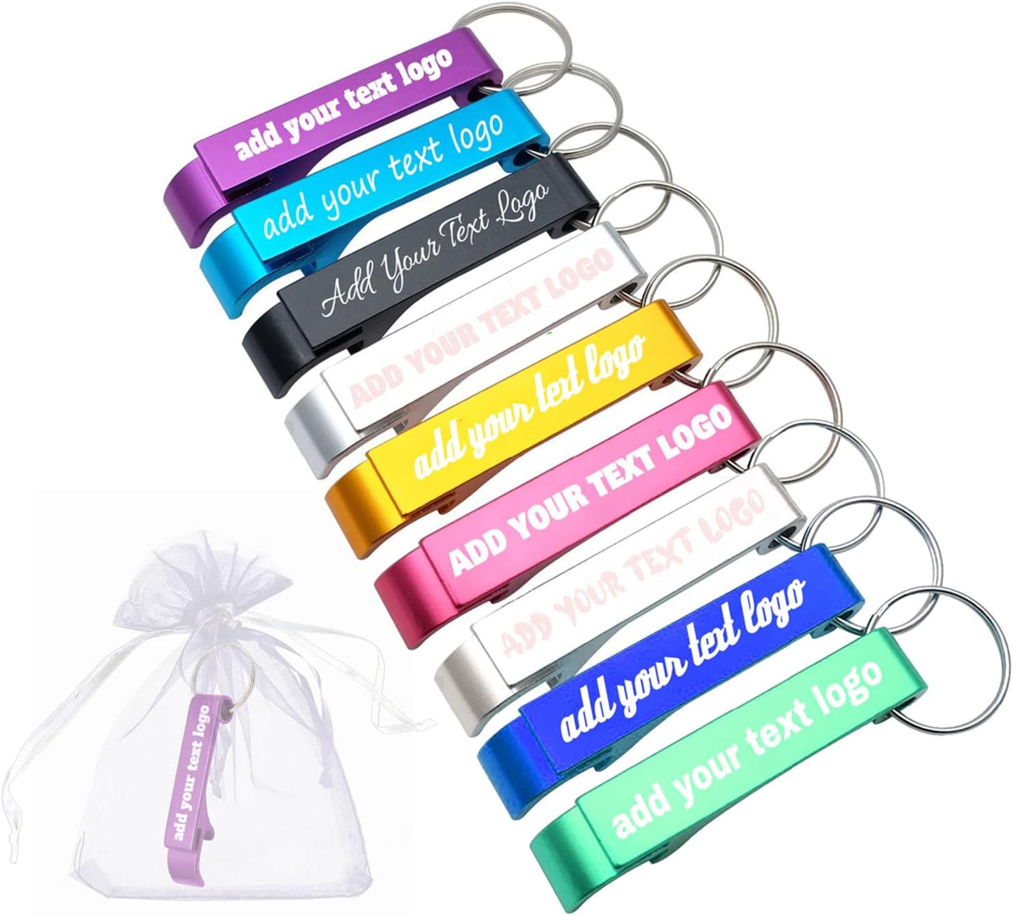 30pcs Personalized Bottle Opener Keychain Custom Aluminum Beer Bottle Opener Engraved Any Text/Logo Wedding Favors, Anniversaries, Xmas, Party, Restaurant, Christmas, Holiday, 2023 Graduation