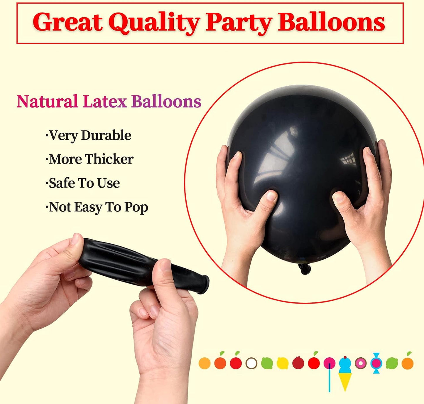 110pcs Black Balloon 12 inch, Black Latex Balloons for Birthday Party Baby Shower Wedding(with 2 Ribbons).