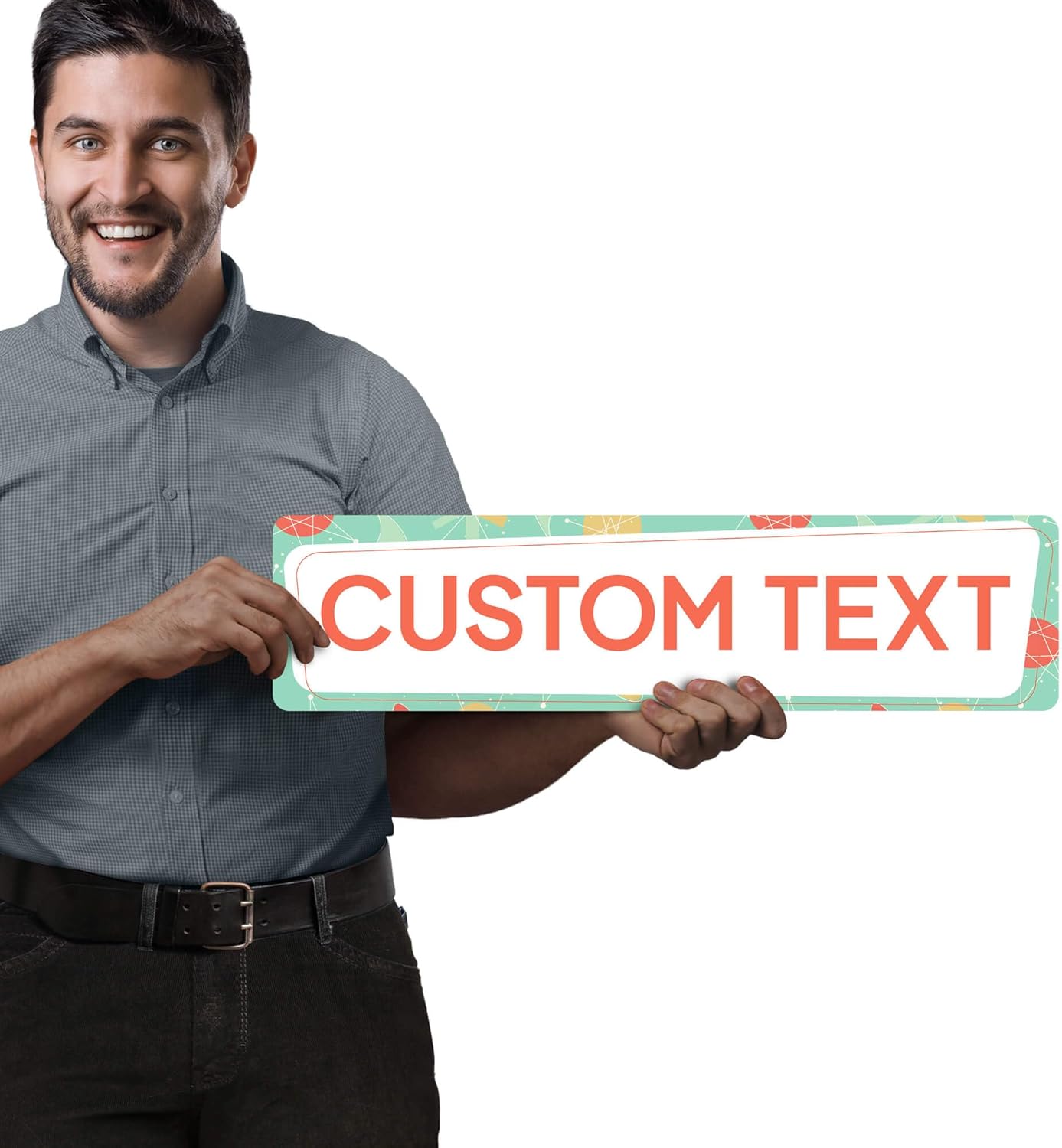 Custom Sign, Custom Street Sign, 11 Font Colors, 13 Font Styles, 4 Hole Options, 22 Sizes, 6x24 Inches, Rust Free DiBound, Fade Resistant, Made in USA by My Sign Center (Mid-Century Modern 2)