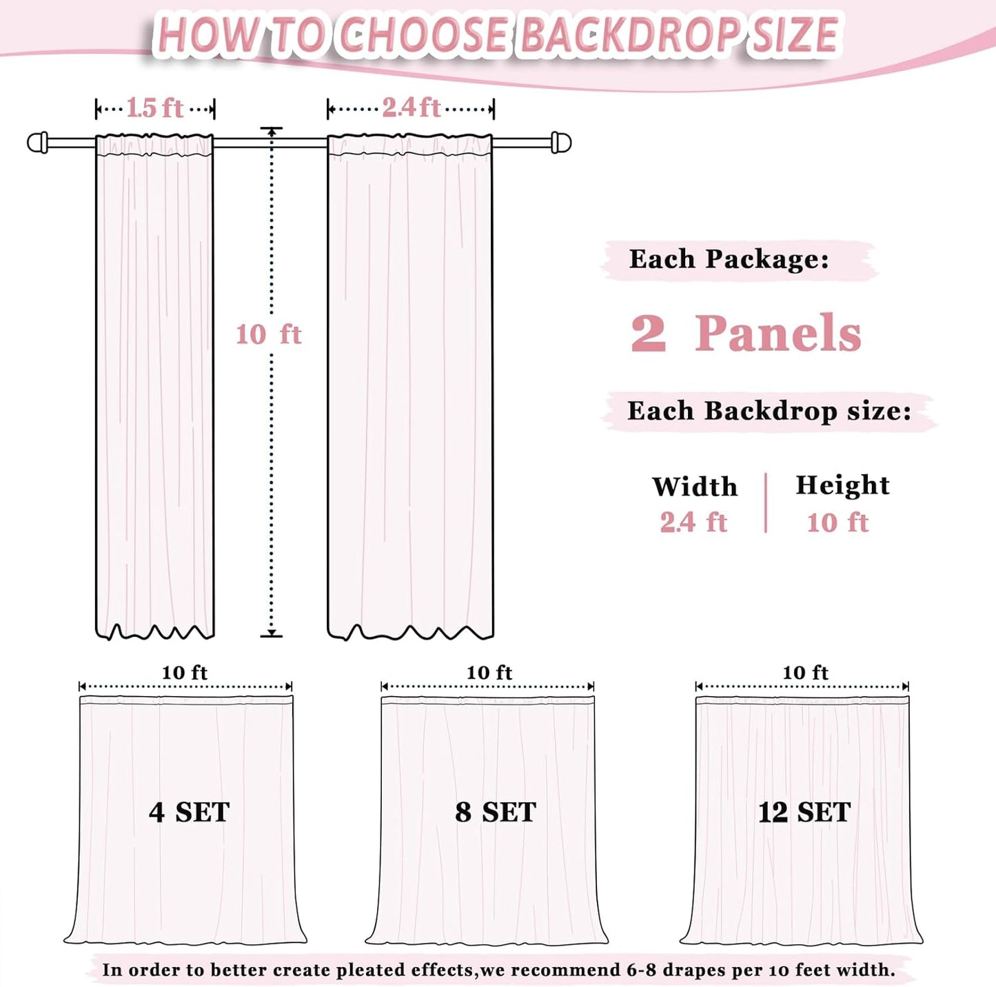DUOBAO Hot Pink Chiffon Backdrop Curtain 2 Panels 29 Inch (74cm Wide) by 120 Inches (300cm Long) Wedding Chiffon Backdrop Drapes Beach Curtains for Living Room Voile Window Curtain