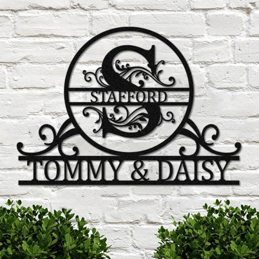 Personalized Metal Name Sign – Custom Last Name & Monogram Wall Décor for Home, Outdoor, or Office, Unique Metal Signs for Weddings, Housewarming, and Family Gifts