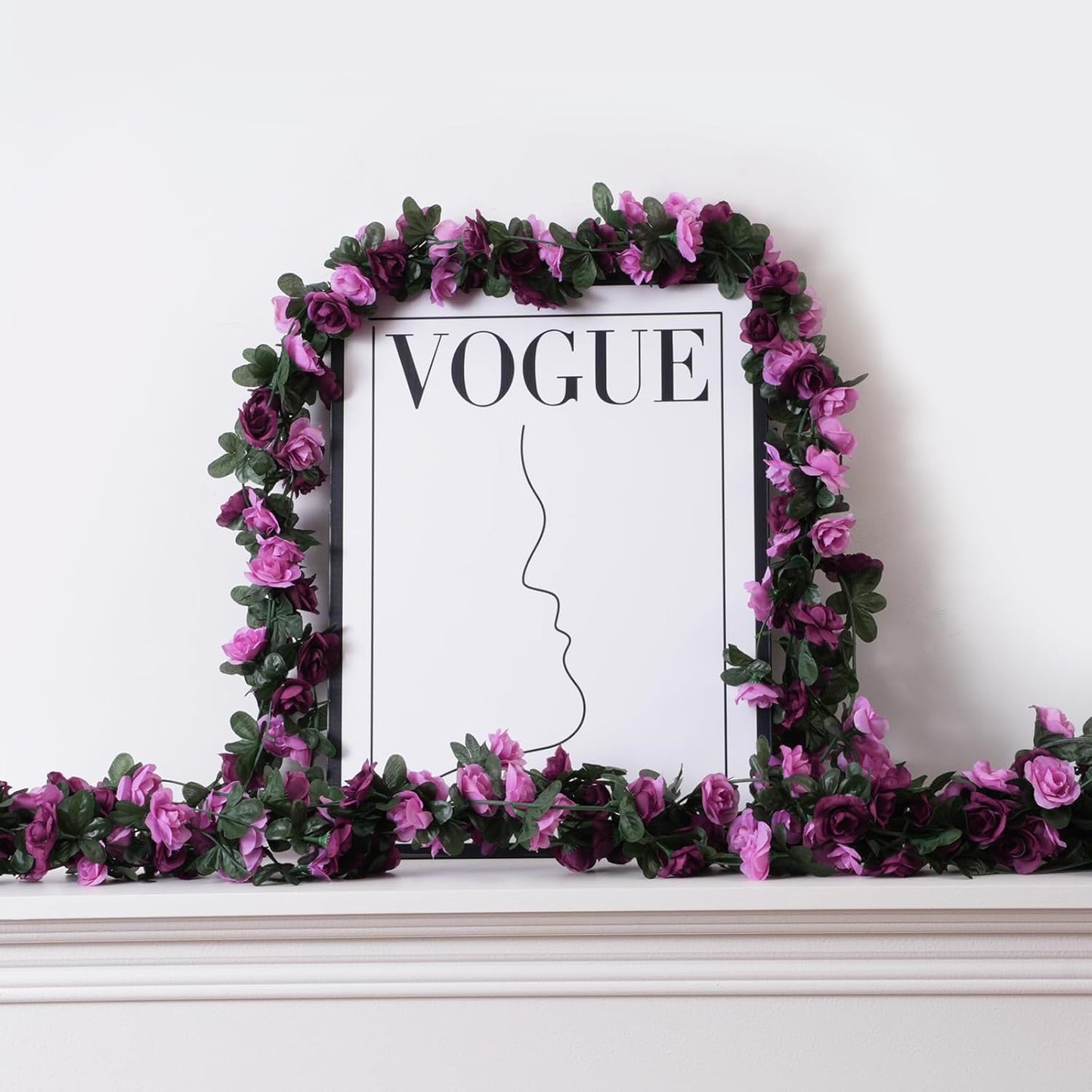 10 Pcs 82FT Flower Garland, Artificial Rose Garland Flowers Plants Fake Flower Hanging Rose Ivy, Birthday Party Valentine's Day Wedding Wall Arch Decor（Purple）