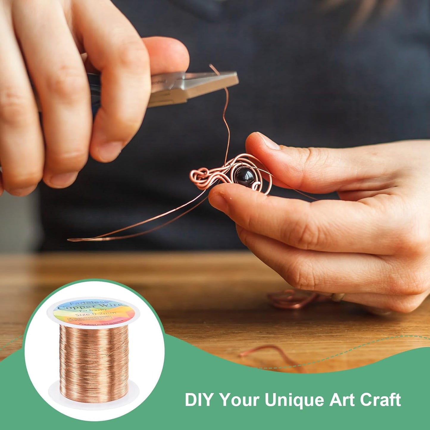 2-Rolls 0.2mm Jewelry Wire, 32 Gauge 328FT Craft Wire Copper Beading Wire for Jewelry Making/Planting/Weaving/DIY Crafting, Soft Metal Wires [100M, Copper Tone]