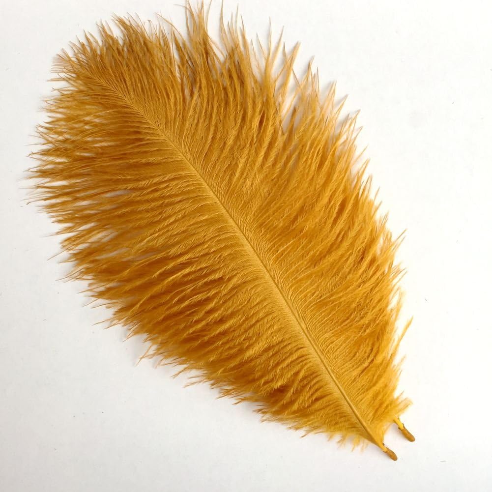 Sowder 8-10inch(20-25cm) Ostrich Feathers Plume for Wedding Centerpieces Home Decoration Pack of 10pcs(Golden)