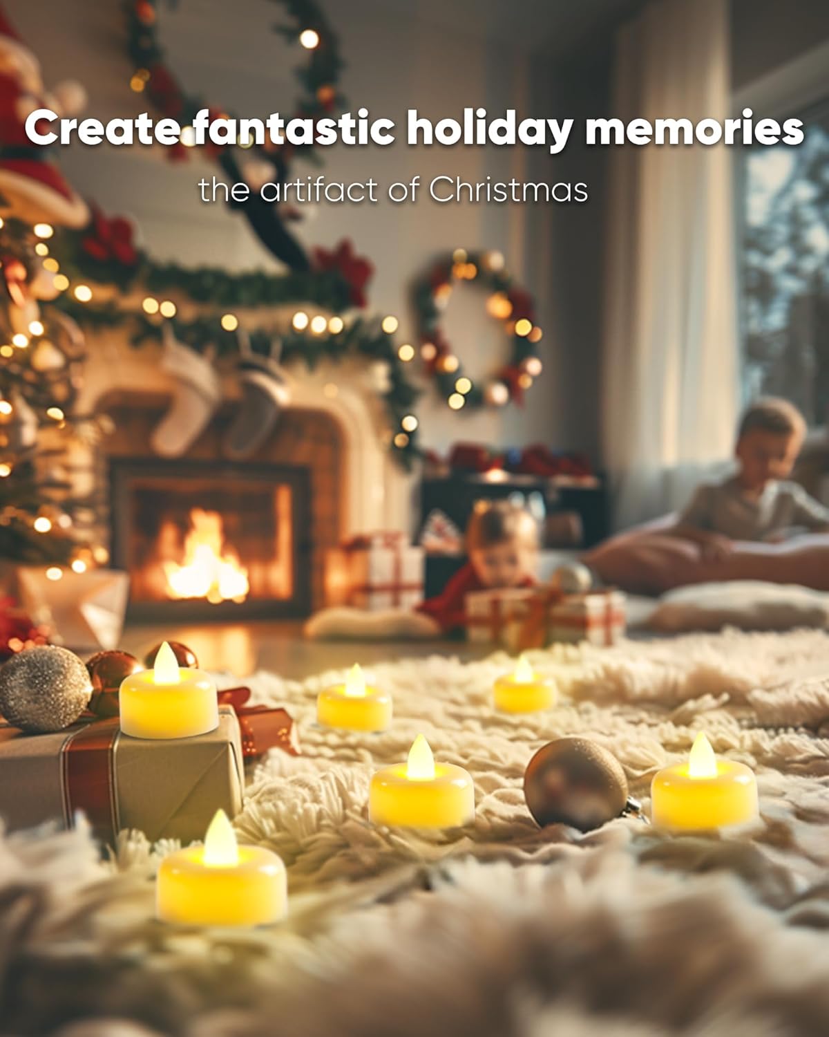 Amagic 24 Pack Timer Tea Lights Candles Battery Operated Candles with 6H Timer, Auto On Daily, Flickering LED TeaLights for Wedding, Table Centerpiece, Home Decor, Christmas, Halloween, Ivory Base