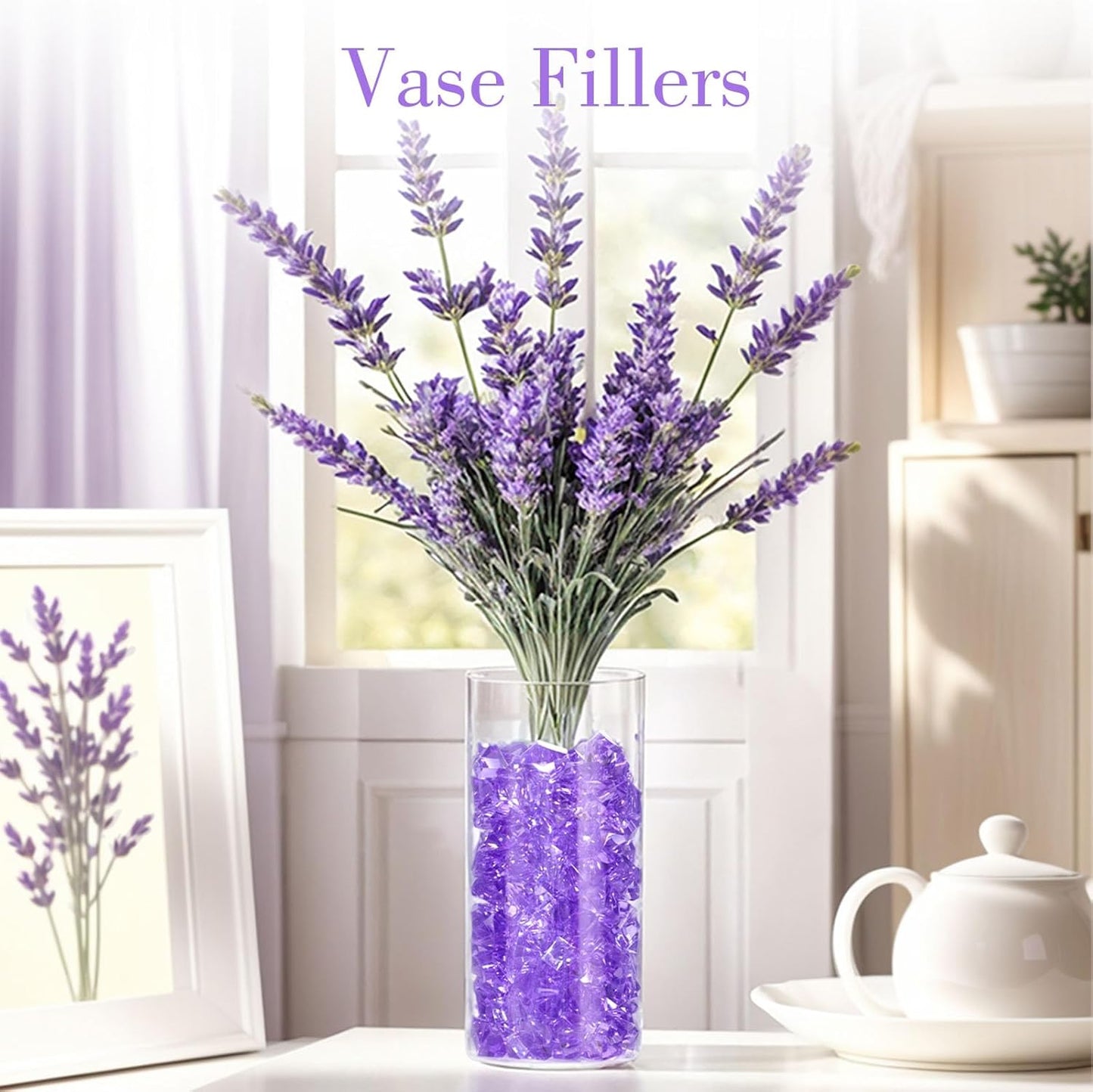 DomeStar Purple Fake Ice Rocks, 150PCS Acrylic Gems Crystals Plastic Diamonds Centerpiece for Vase Fillers Wedding Party Table Scatter