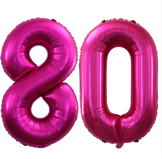 GOER Number 80 Balloons for 80th Birthday Party Decorations,42 Inch Jumbo Foil Helium Balloons for 80th Anniversary (Bright Peach)