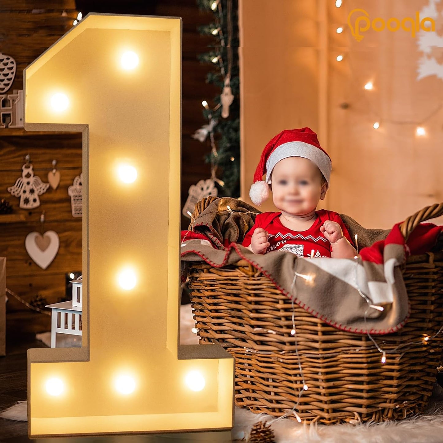 Pooqla 3FT Light Up Marquee Numbers, LED Large Lighted Marquee Numbers for Party Decoration, Giant Mosaic Number for Balloons 1st 16th 21st Birthday Decoration, LED Light Up 1