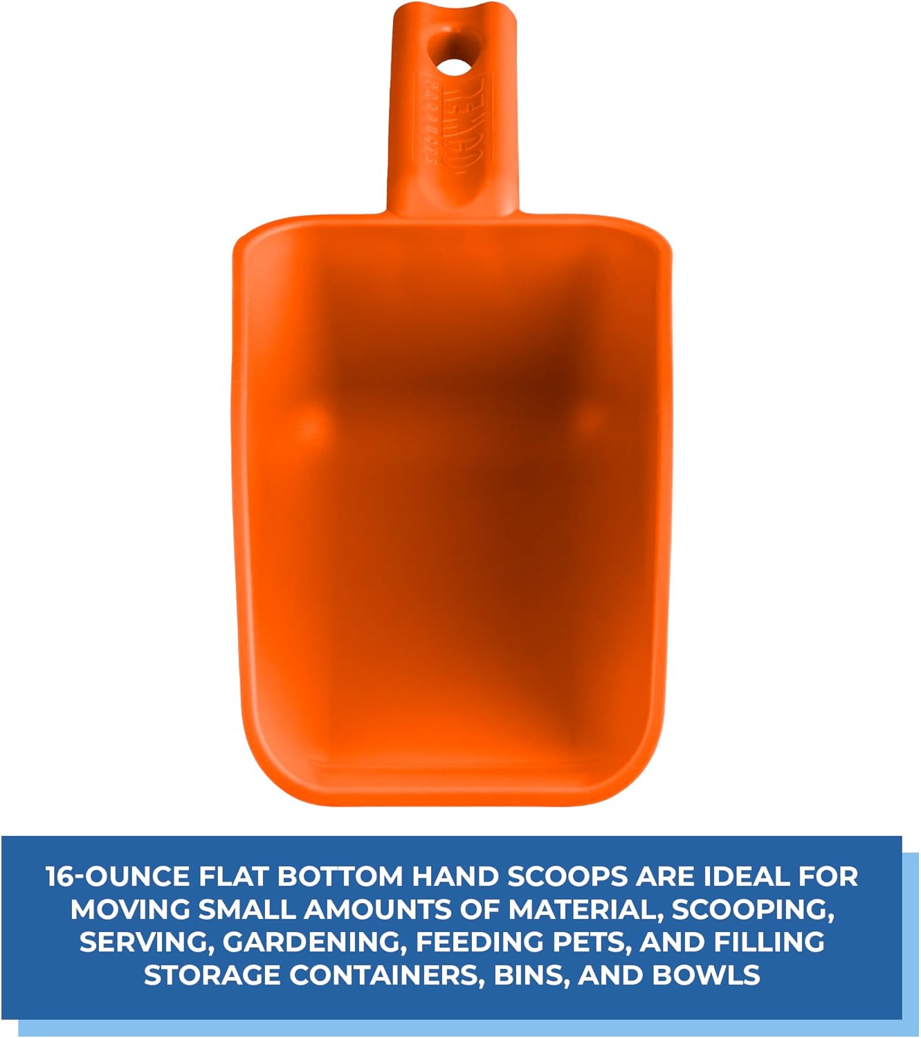 Vikan Remco 63007 Color-Coded Plastic Hand Scoop - BPA-Free Food-Safe Kitchen Utensils, Restaurant and Food Service Supplies, 16 oz, Orange (Pack of 3)