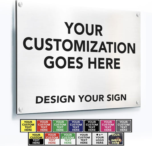 Custom Metal Signs, Personalized Aluminum, Customized Safety, Business Signs, Waterproof Outdoor, White Aluminum (18x12 In)