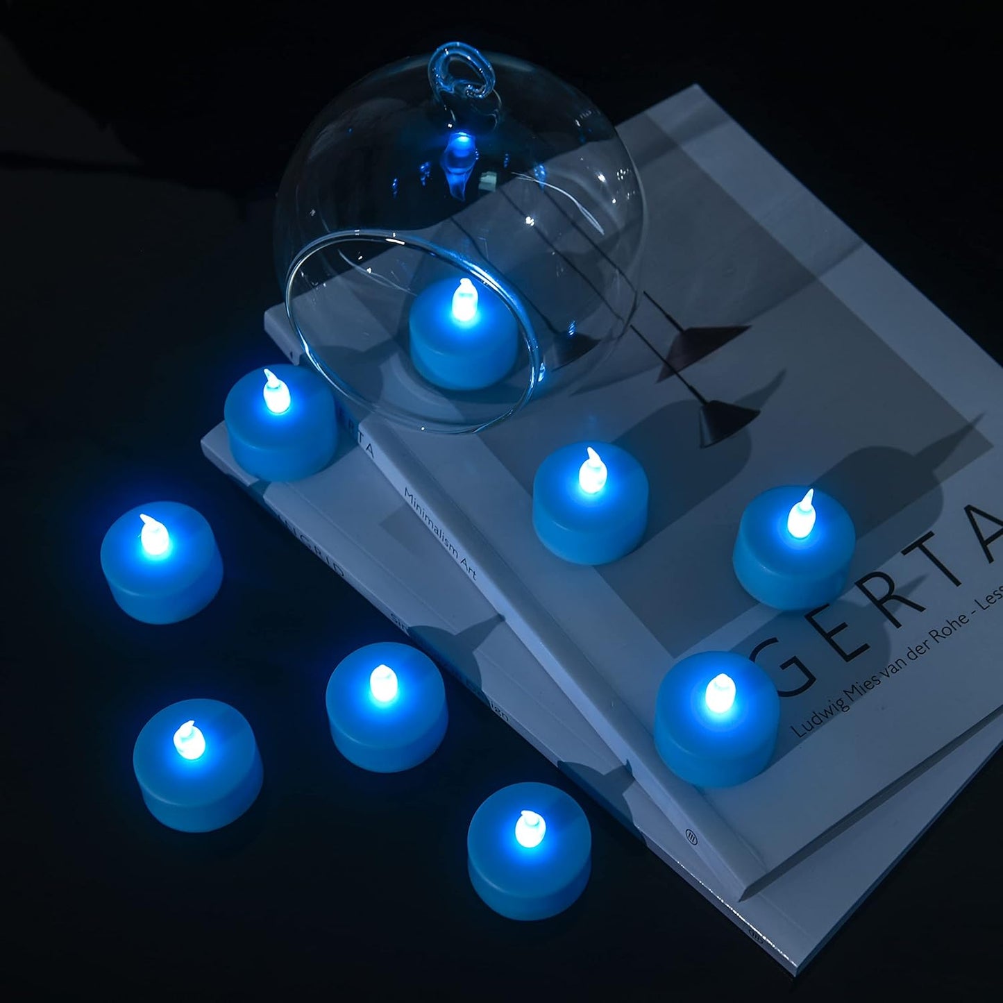 LED Tea Lights Candles- 100PACK Blue Flameless Candles Realistic and Bright Flickering Long Lasting 200Hours for Holiday Celebration,Party,Home Decoration,Battery Operated