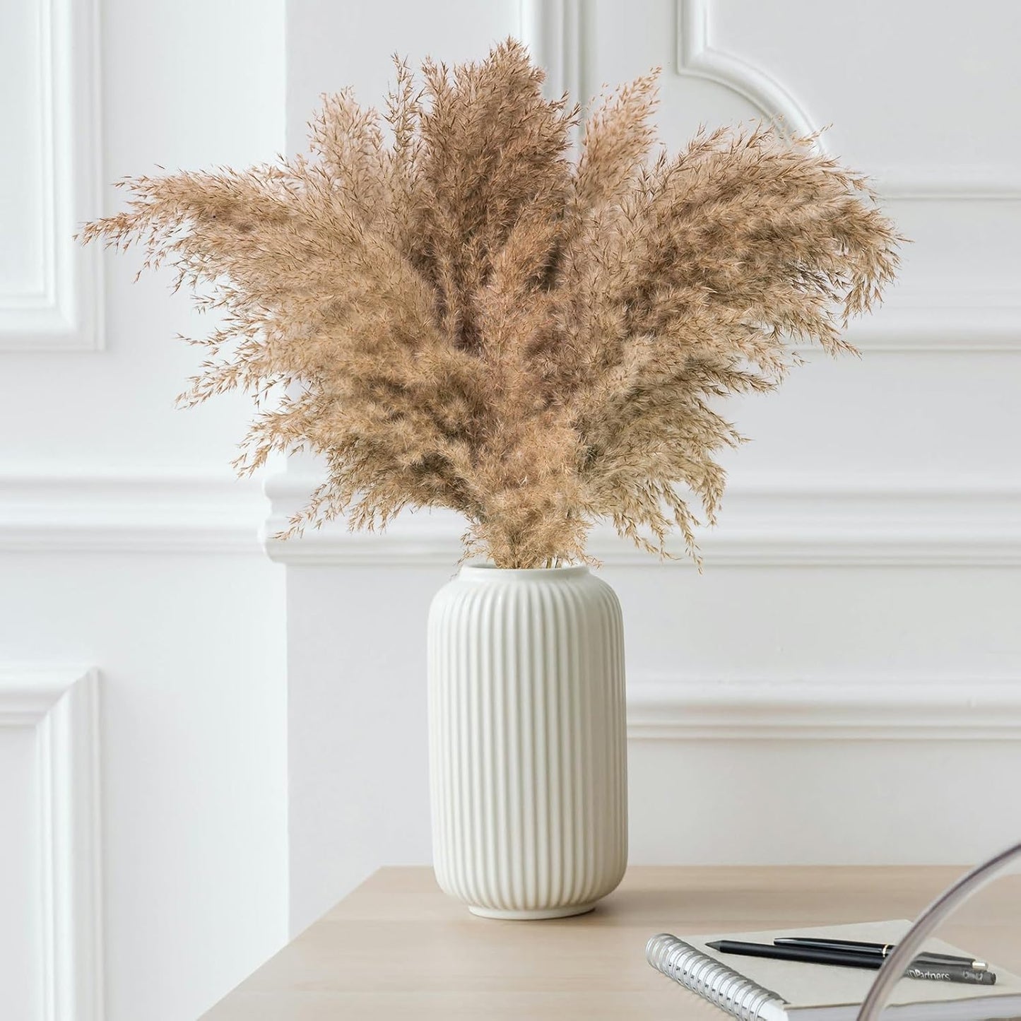 30-inch Tall Nature Pampas Grass Bouquet Decor - Boho Flowers and Feathers for Centerpieces, Perfect for Tall Floor Vase Fillers, Home Decor, Living Room, and Wedding Decor (20Pcs)
