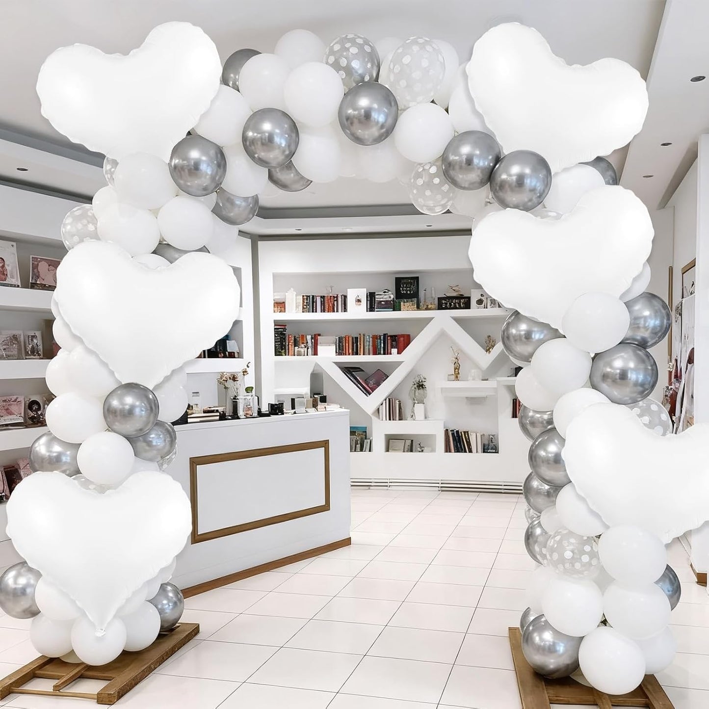 White Heart Balloons,24Inch Large White Heart Foil Balloons for Valentine's Day Birthday Wedding Baby Shower Anniversary Party Decorations