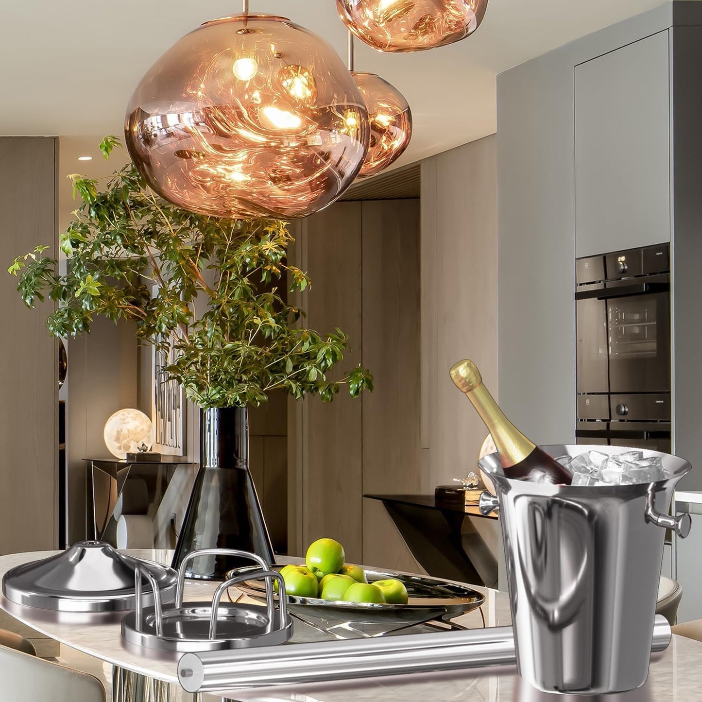 Ice Bucket with Stand Standing Champagne bucket for Party Stainless Steel Wine Bucket Wine Cooler with Stand 5L Wine Chiller for Bar Ktv Weding (silver)