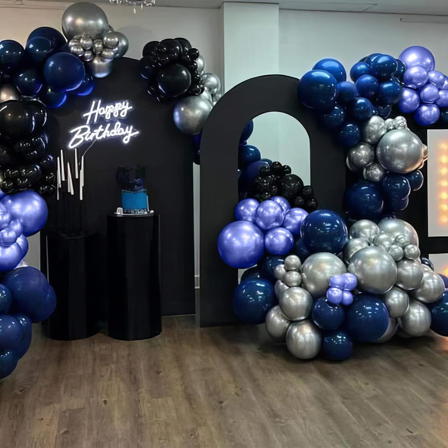 Blue and Black Balloons, Navy Blue and Silver Balloons Metallic Silver Dark Blue Balloon Party Latex Balloon Black Blue Ballons for Kids Adults Birthday Space Party Wedding Baby Shower