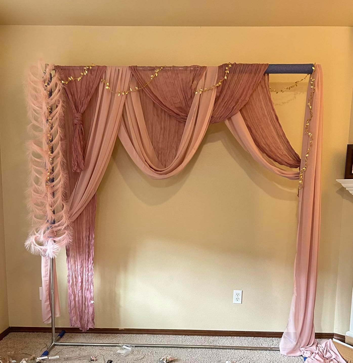 Wedding Arch Draping Fabric Backdrop 1 Panel 30" x 19Ft Dusty Rose Drapes Curtains for Wedding Reception Sheer Tulle Backdrop Curtain for Ceremony Birthday Party Baby Shower Arbor Ceiling Decorations